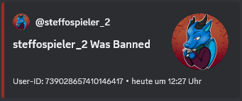 A screenshot of what Marodas shows when a member was banned.