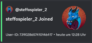 A screenshot of what Marodas shows when a member joined a server.
