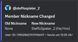 Ein Screenshot von Marodas, der anzeigt, wenn ein Mitglied sein Server-Nickname verändert hat.